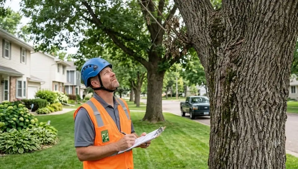 A homeowner comparing quotes to decide how to choose the best tree service company in Sioux Falls, SD.