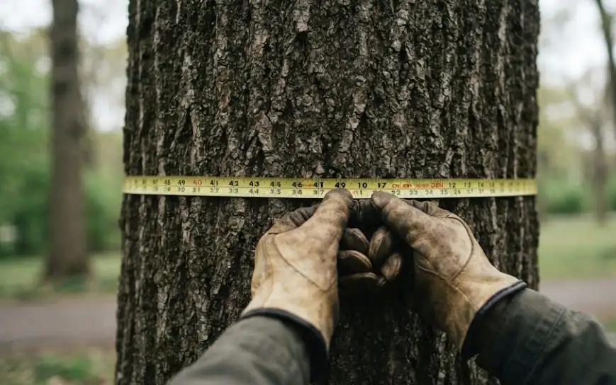 Measuring ash tree diameter for treatment calculation